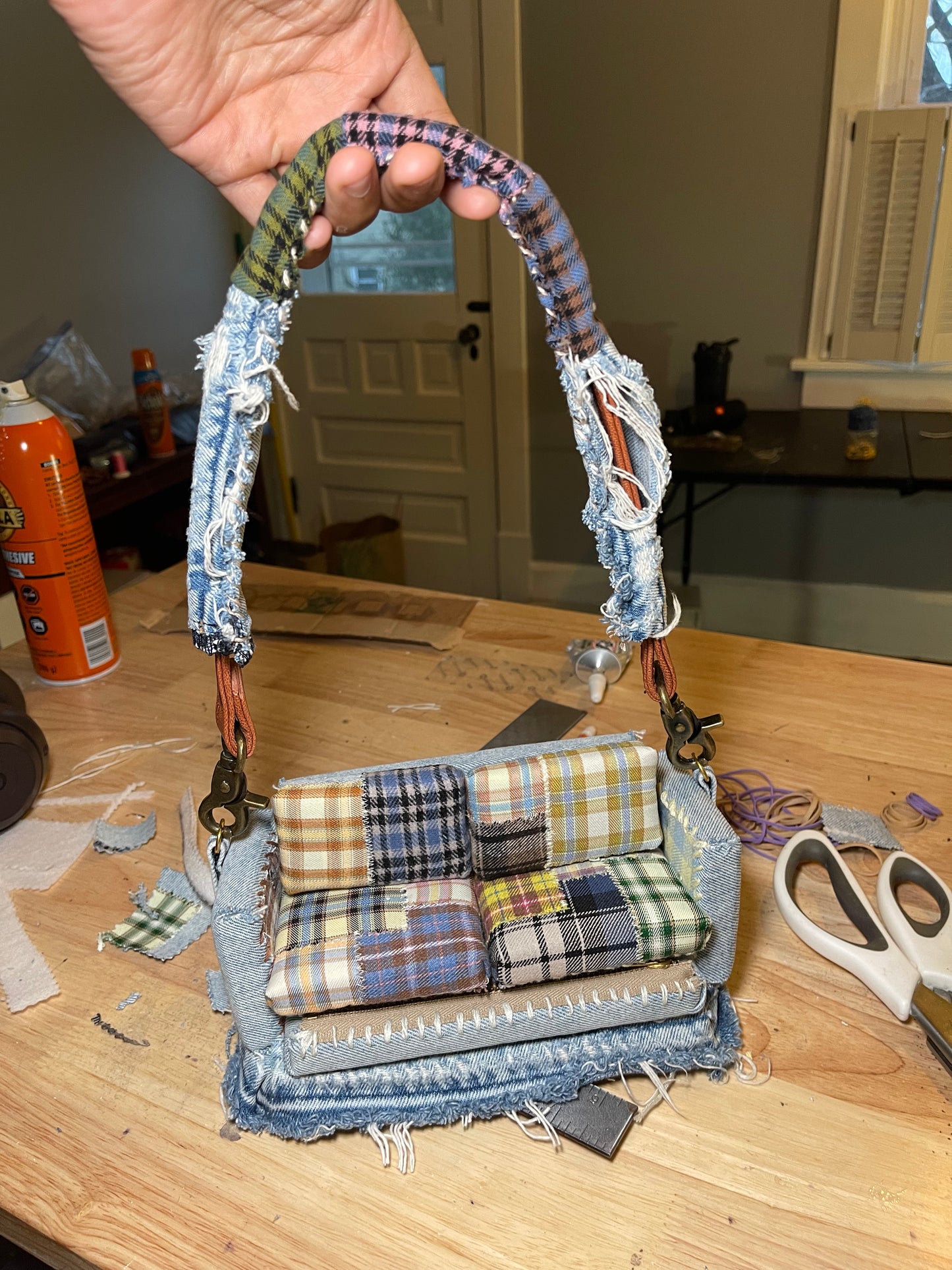 1 OF 1 Denim Patchwork 'Loose Change In The Sofa' Bag