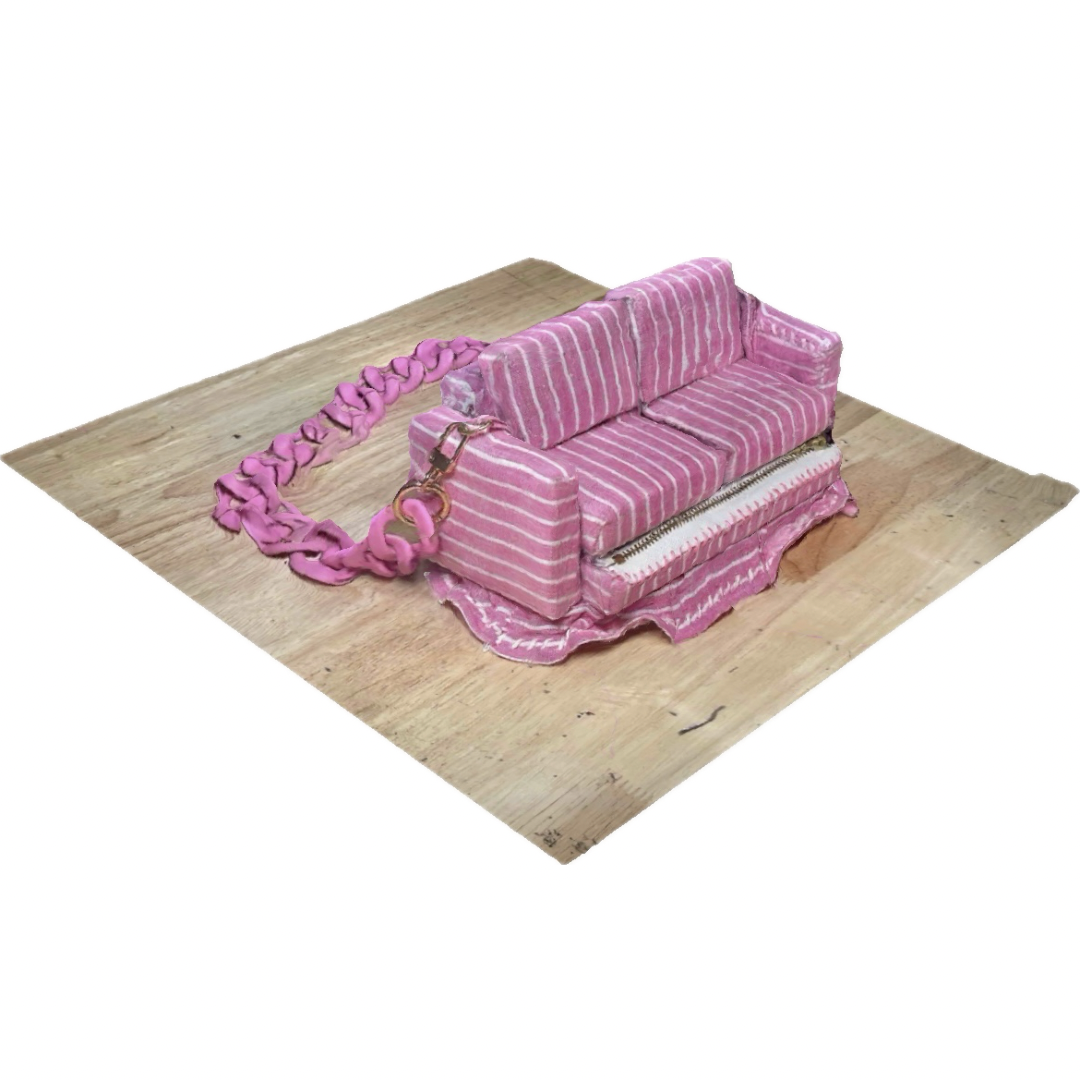 1 of 1 Pink Striped "Loose Change In The Sofa" Bag