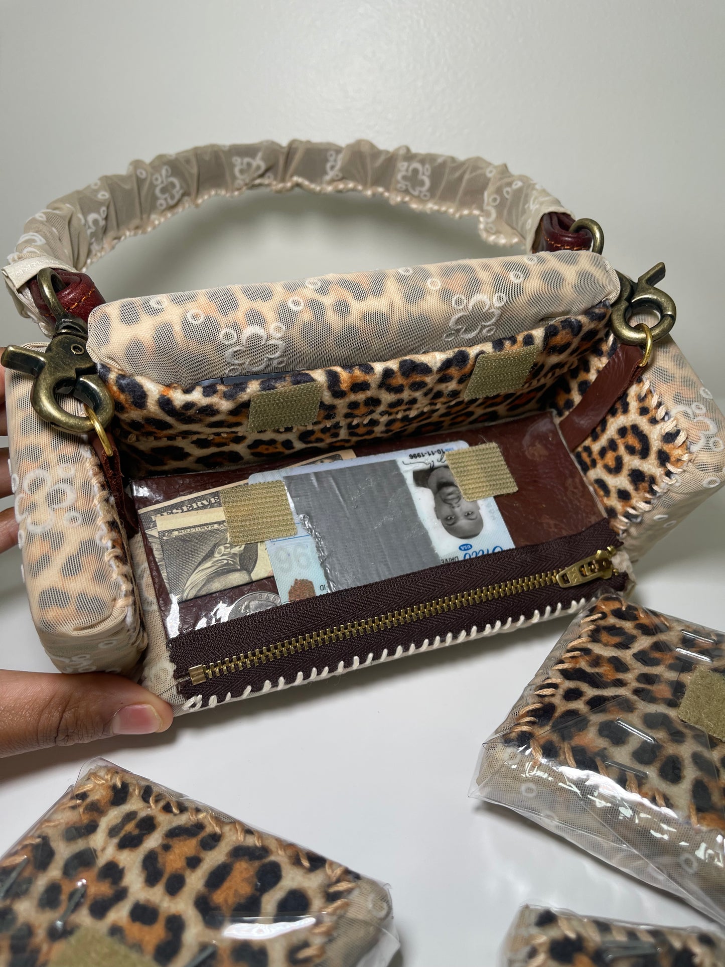 1 of 1 Upcycled 'Marine Serr x Cheetah Print' Loose Change In the Sofa Bag