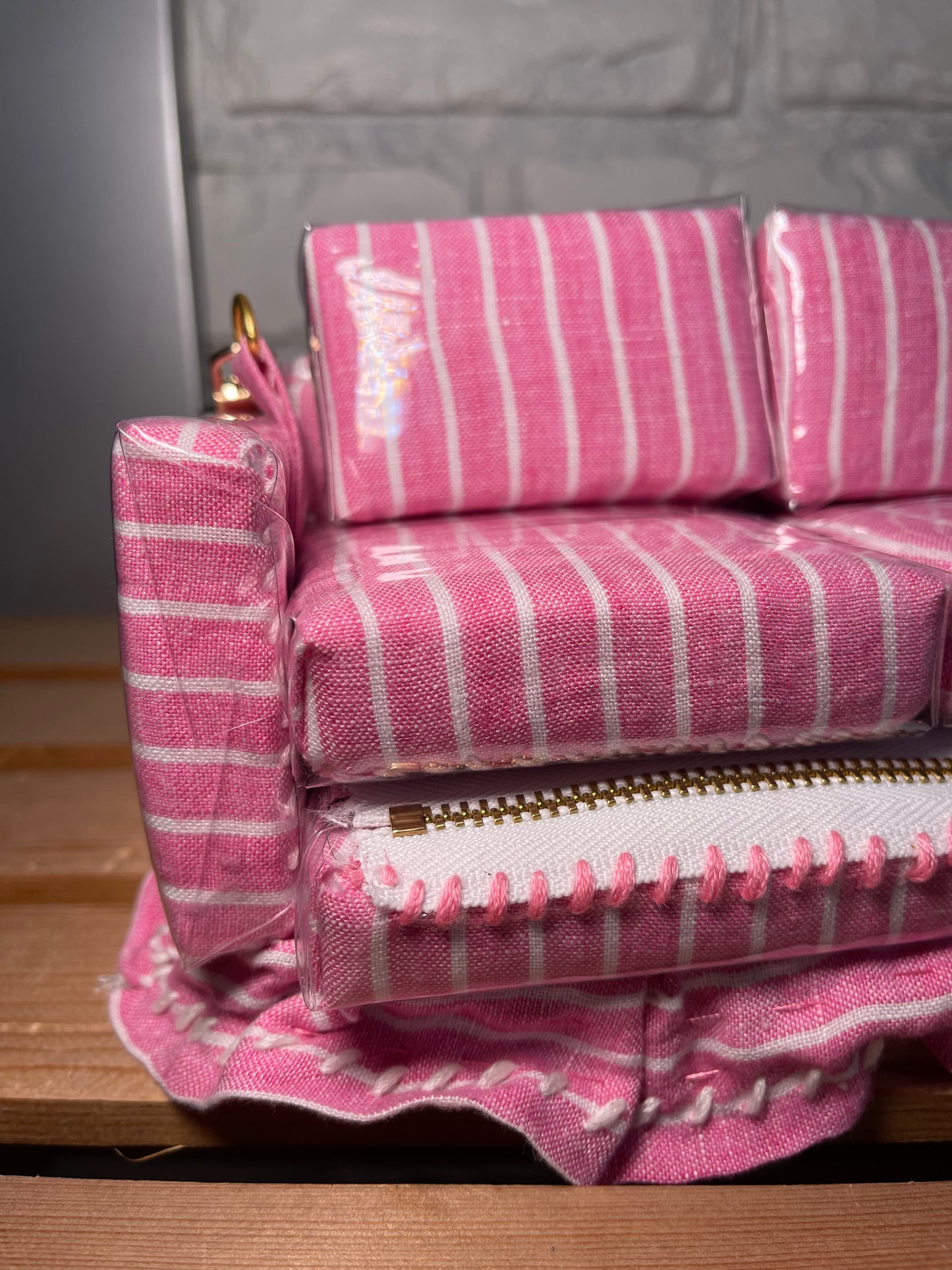 1 of 1 Pink Striped "Loose Change In The Sofa" Bag