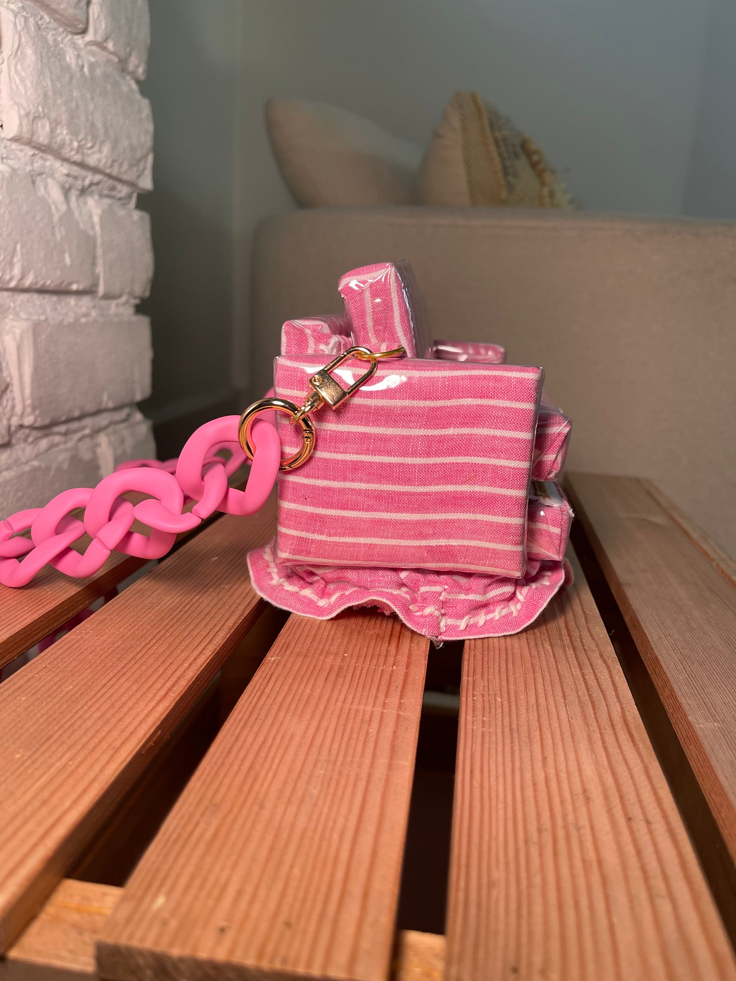 1 of 1 Pink Striped "Loose Change In The Sofa" Bag