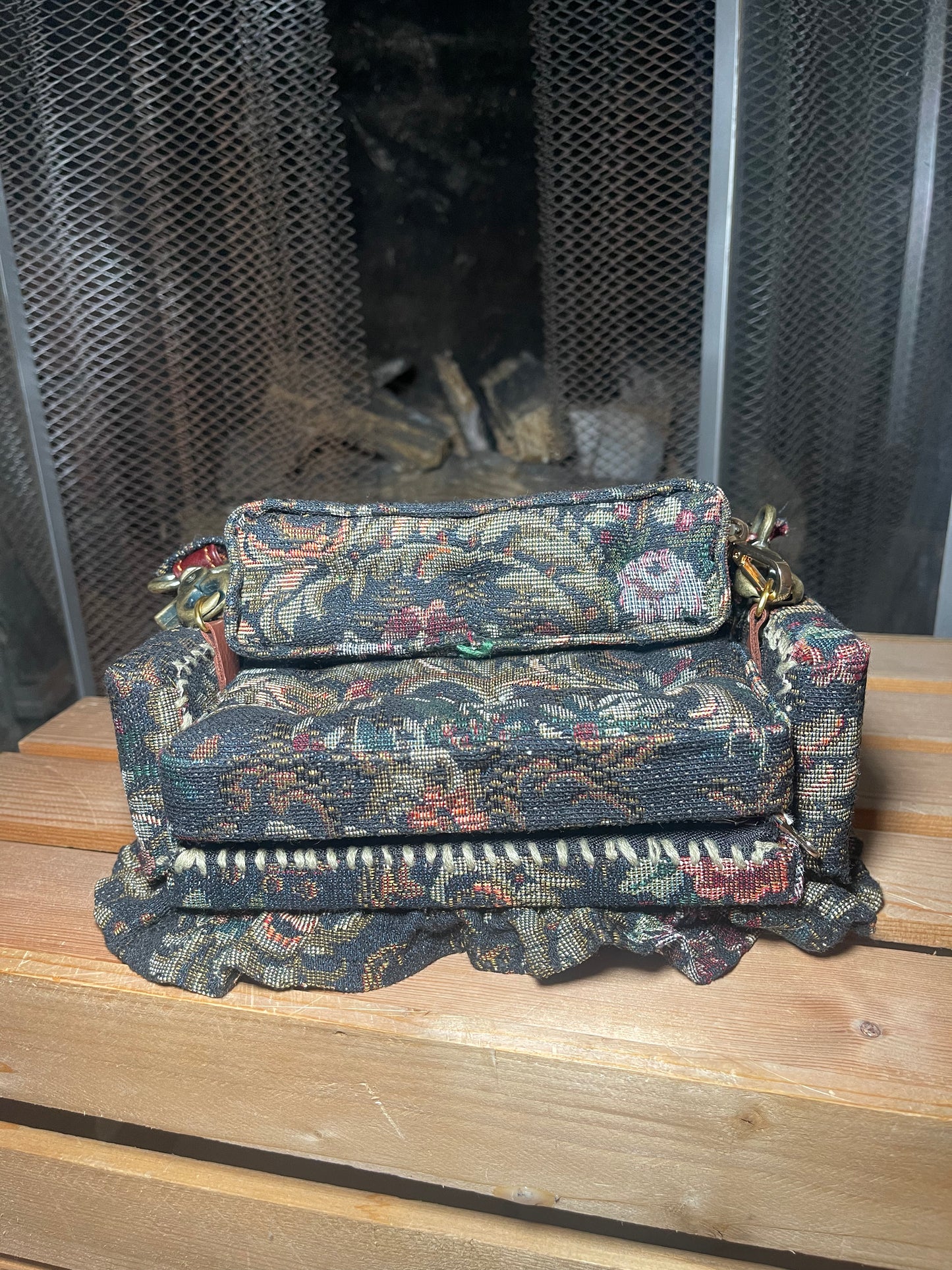 1 of 1 'Loose Change In Grandma's Sofa' Bag - Black Floral