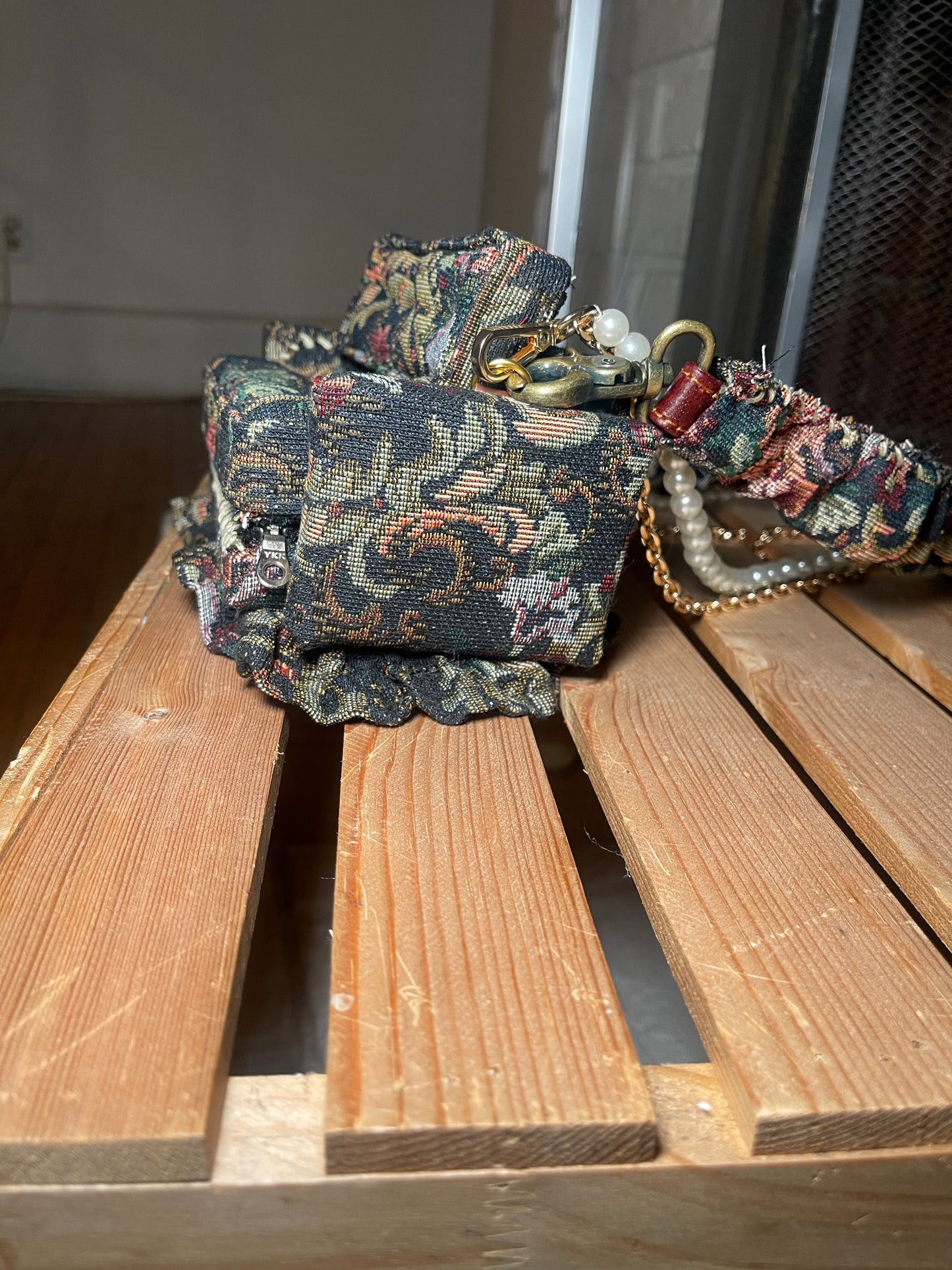 1 of 1 'Loose Change In Grandma's Sofa' Bag - Black Floral
