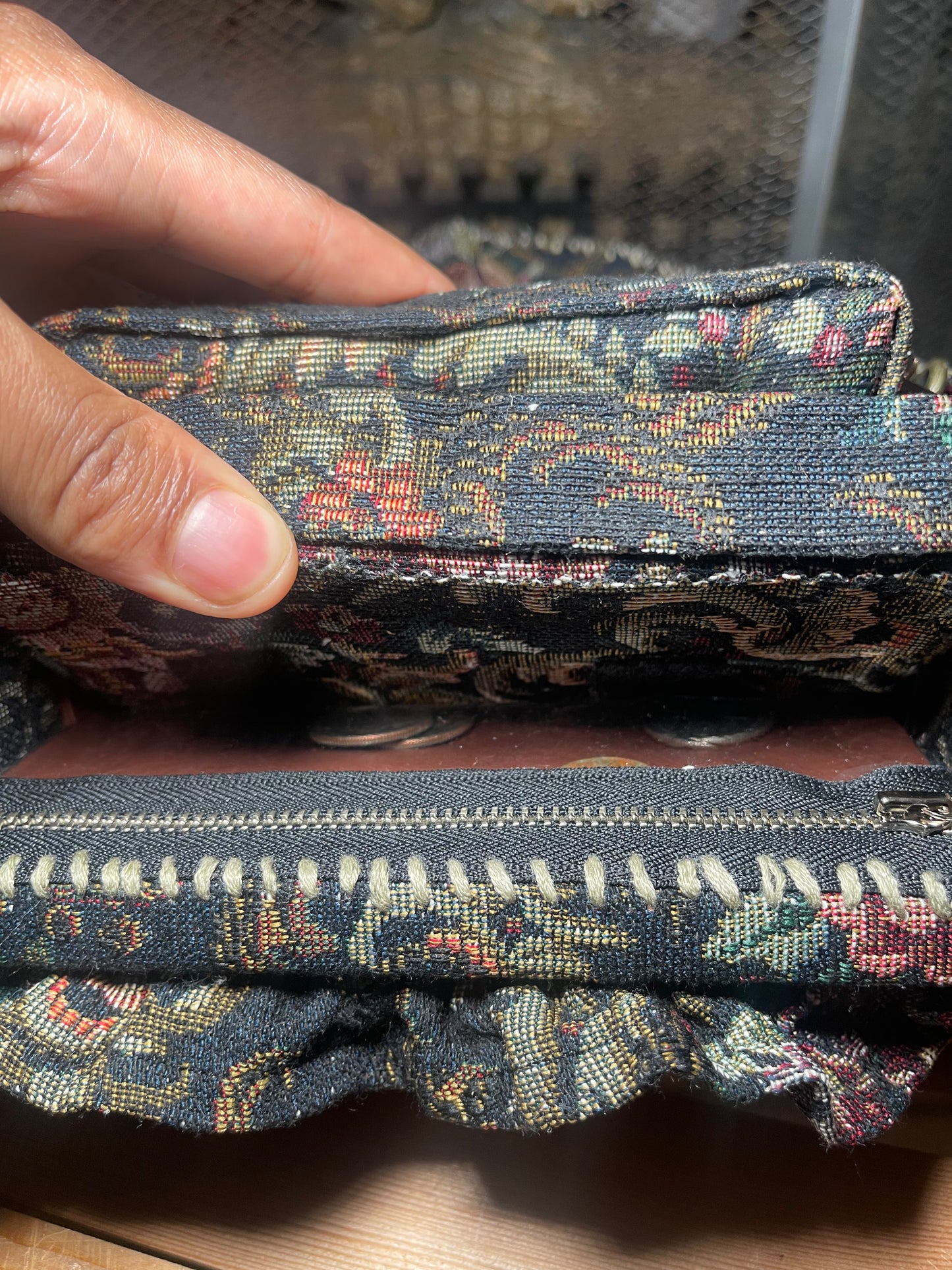 1 of 1 'Loose Change In Grandma's Sofa' Bag - Black Floral