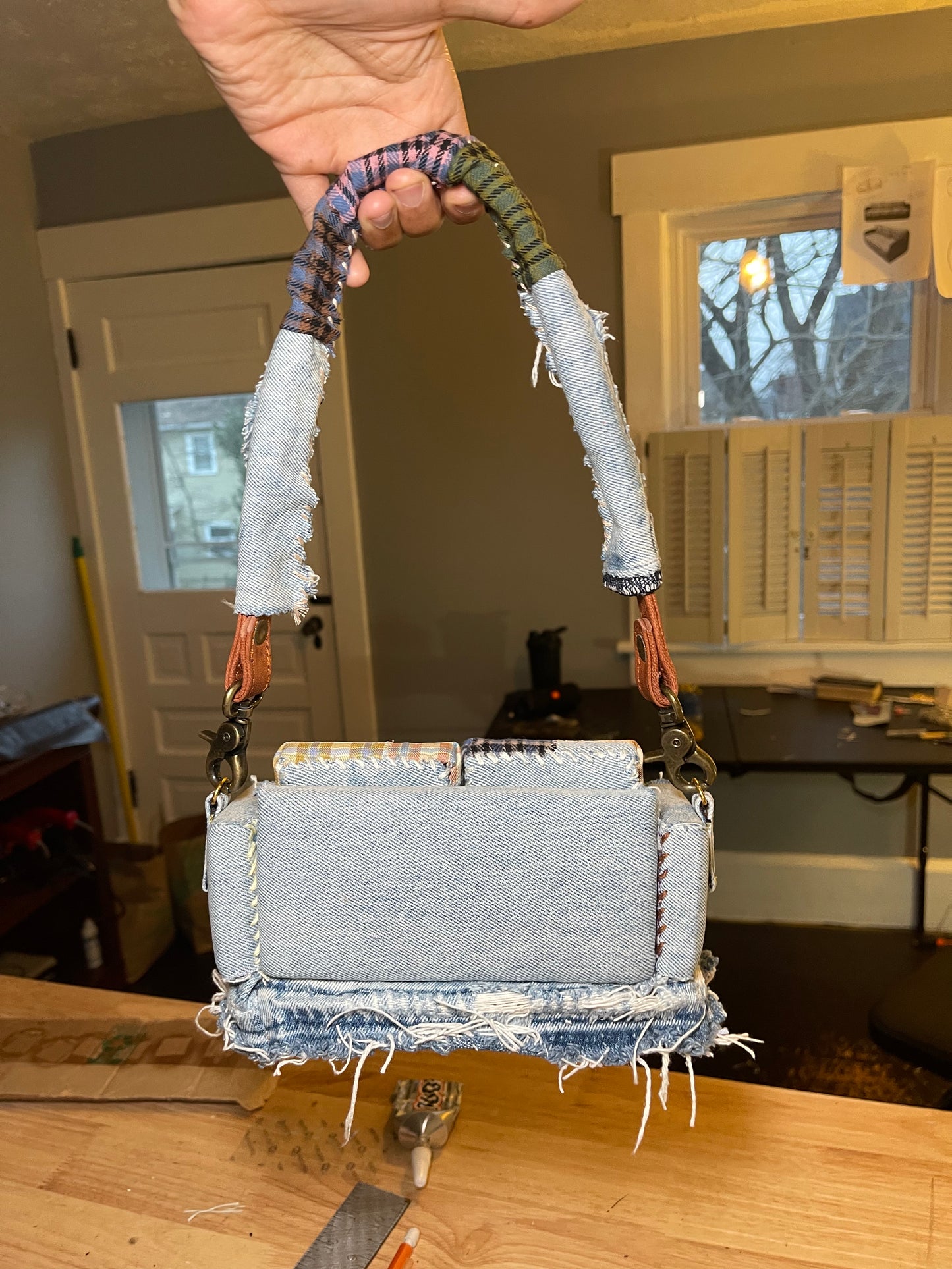 1 OF 1 Denim Patchwork 'Loose Change In The Sofa' Bag