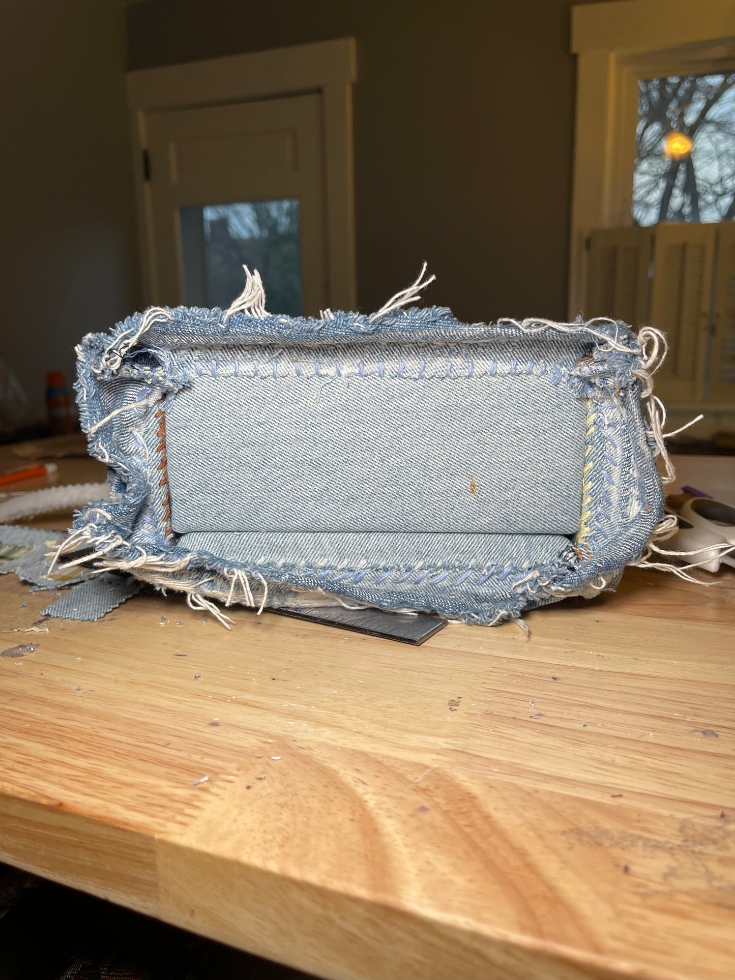 1 OF 1 Denim Patchwork 'Loose Change In The Sofa' Bag