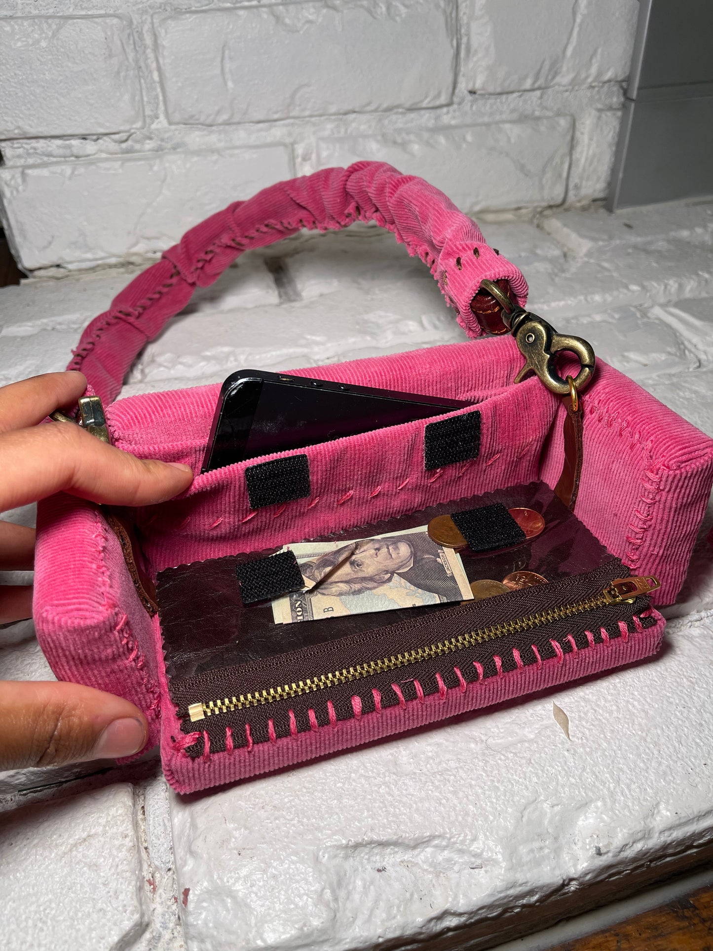 1 of 1 "Pink Corduroy" Loose Change In The Sofa Bag