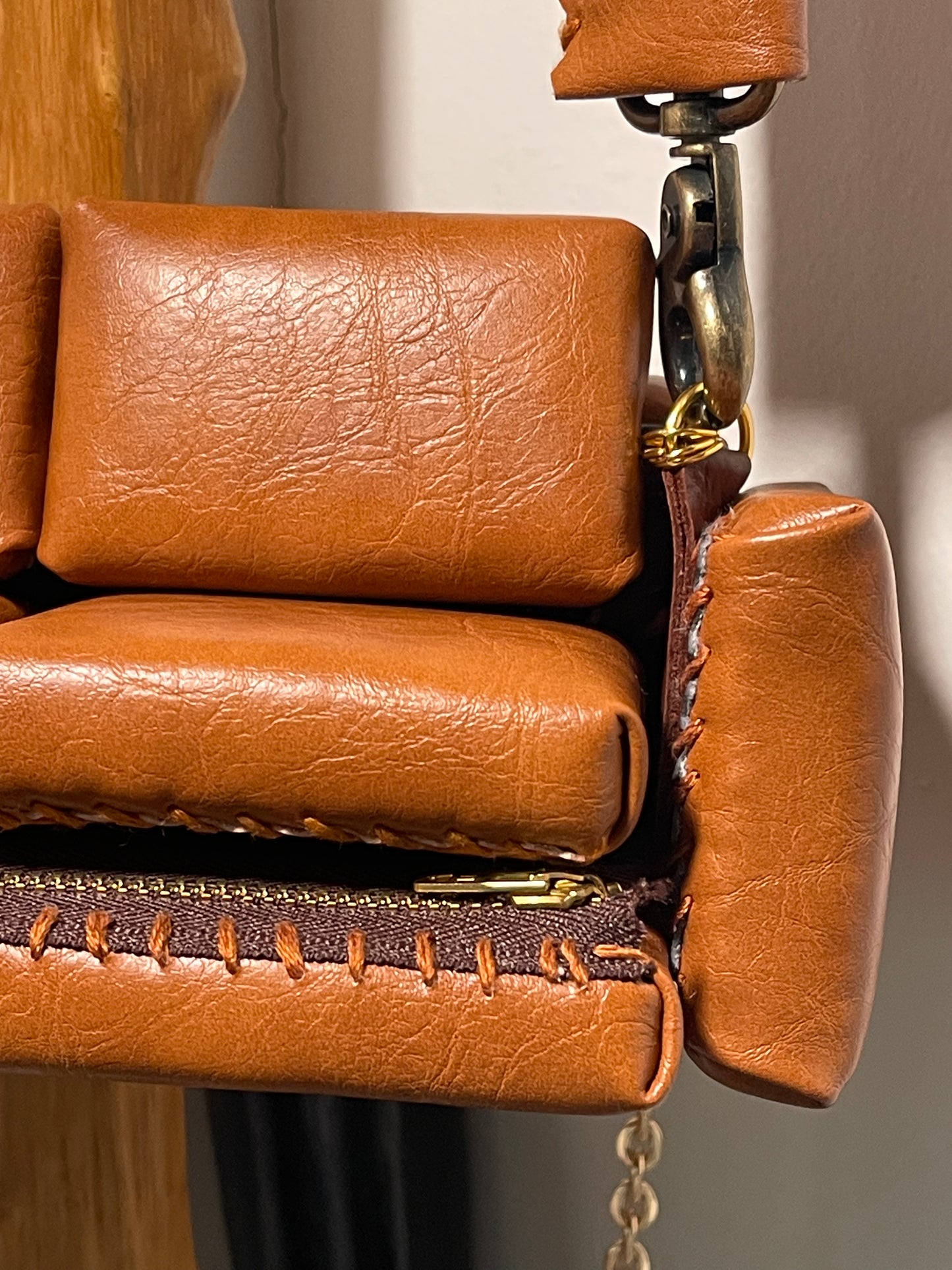 1 of 1 'Brown Leather' Loose Change In The Sofa Bag